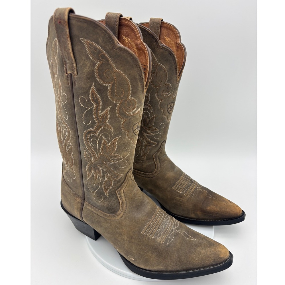 ARIAT‎ Womens Cowboy Boot Heritage Western Brown Leather Scallop Pointed Snip 7